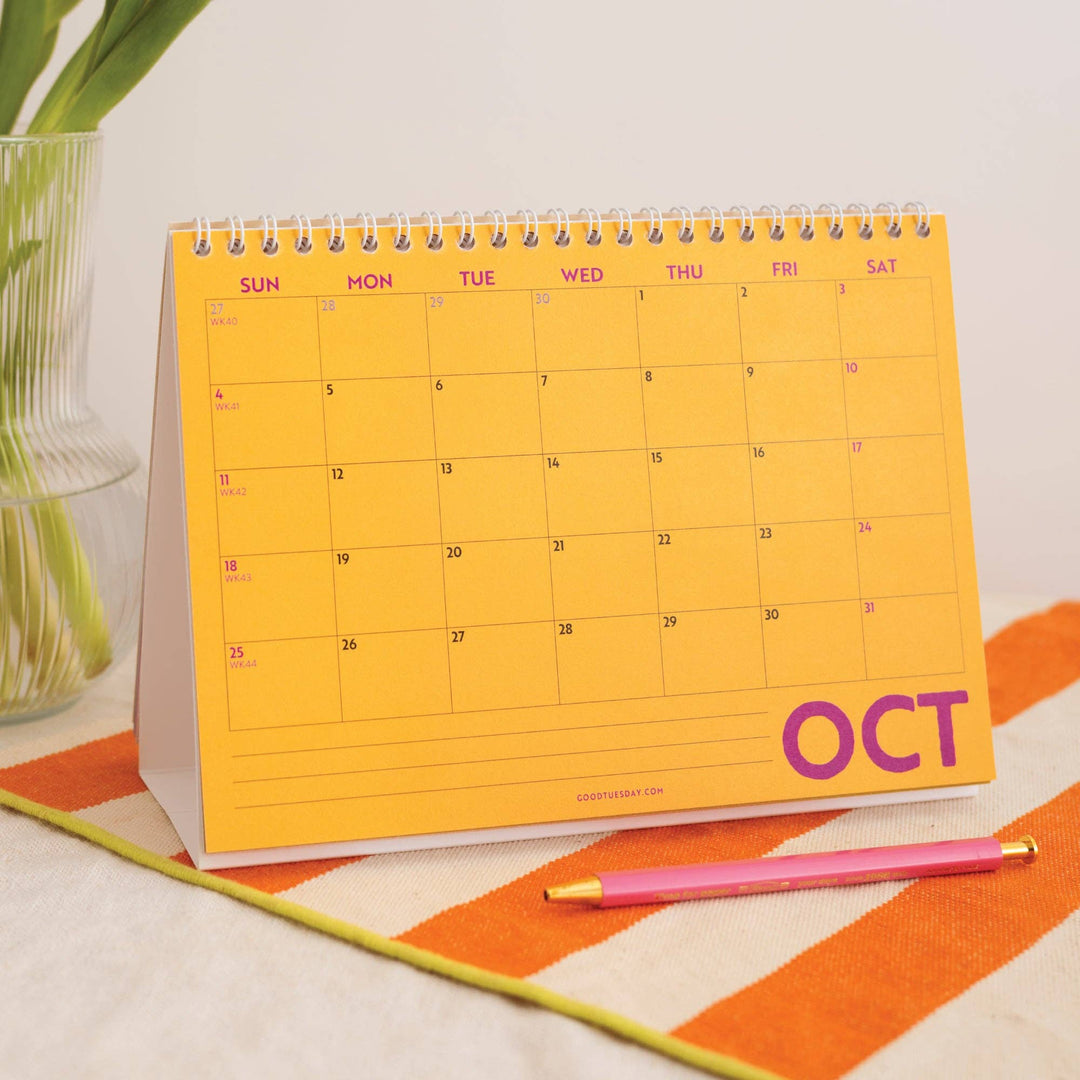 2026-2027 Academic Year A5 Desk Calendar | Colourburst | Sunday Start