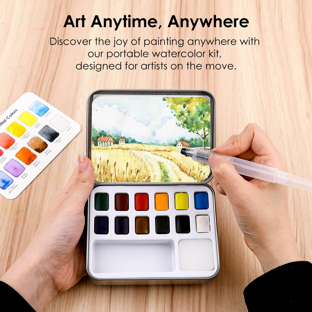 Grabie : Watercolour Pocket Set Of 12 With Brush - Essential Colors