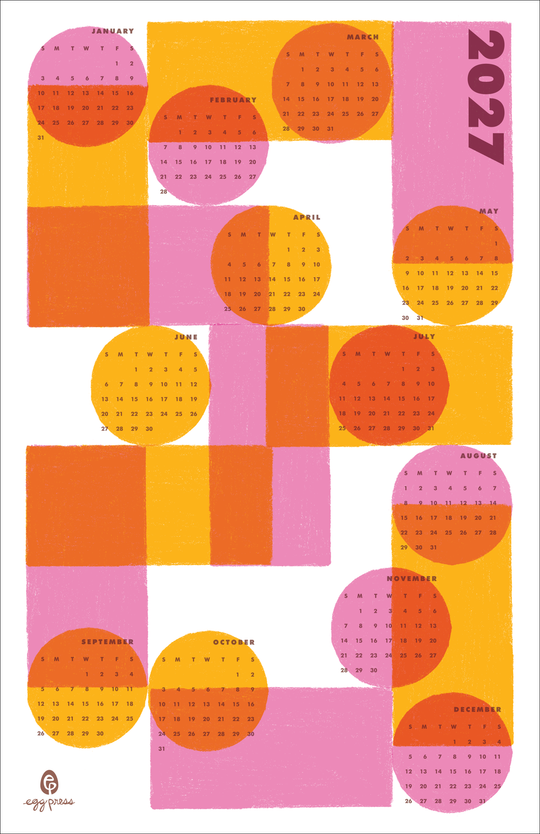 Egg Press Manufacturing : Geometric 2027 Calendar Illustrated Risograph Print