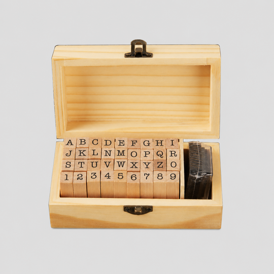 Dayla : Wooden Alphabet & Number Stamp Set
