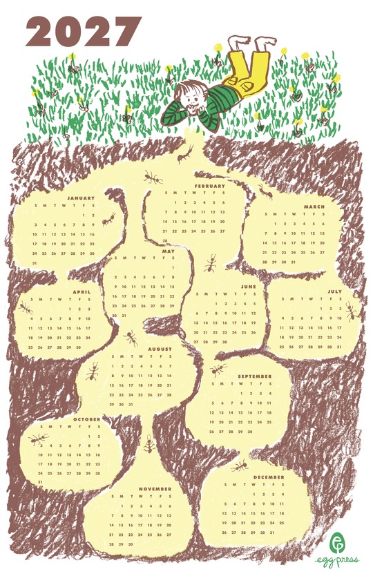 Ant Hill 2027 Calendar Illustrated Risograph PrintEgg Press Manufacturing :