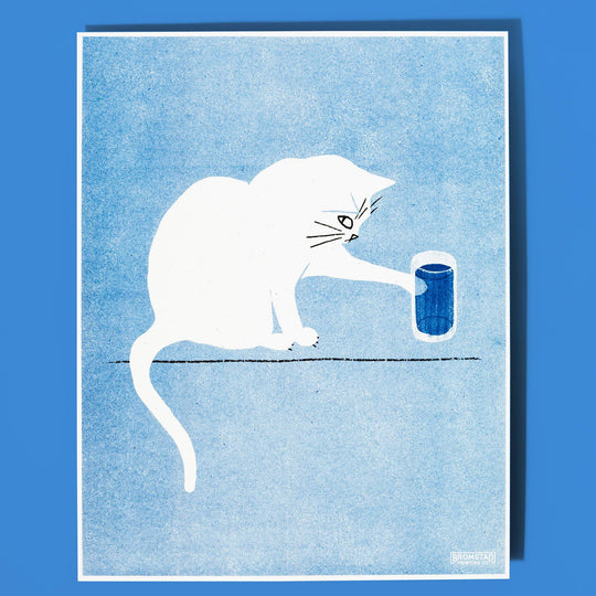 Bromstad Printing : Water Glass Cat - Risograph Print