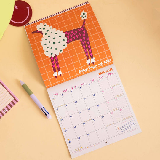 2027 Compact Wall Calendar | Arty Dogs