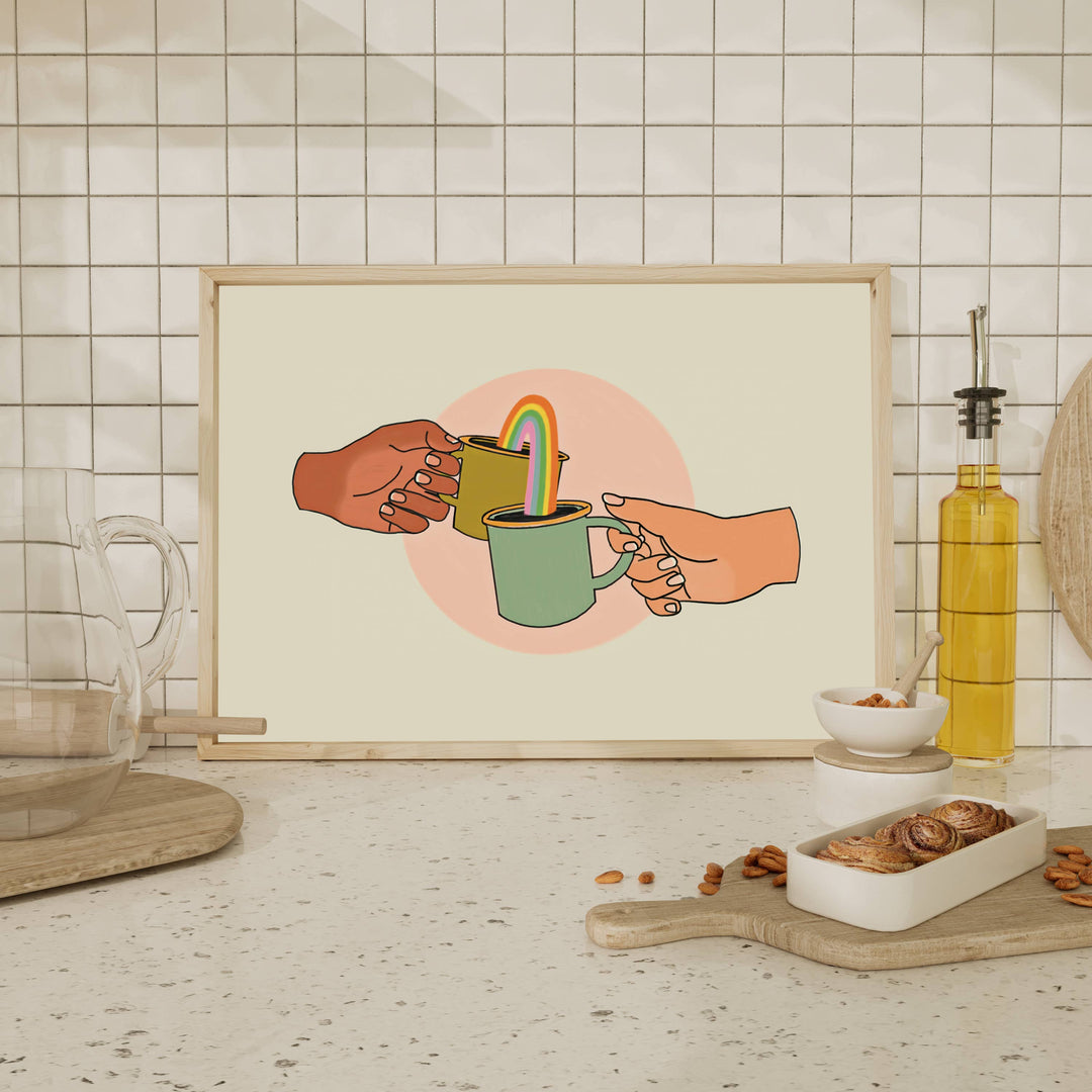 Artbaby : Coffee Cheers Rainbow Art Print