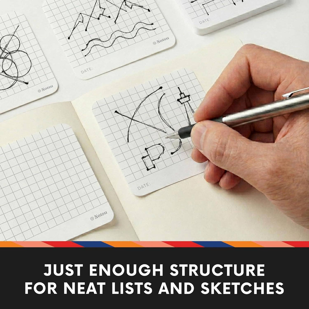 Notsu : Sticky Notes 4pk : White Graph Grid