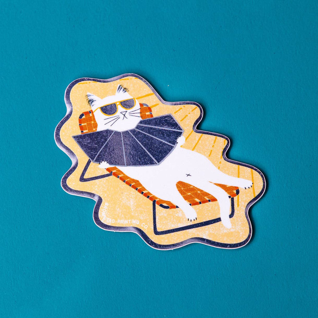 Bromstad Printing : Sunbathing Cat Mirror Sticker