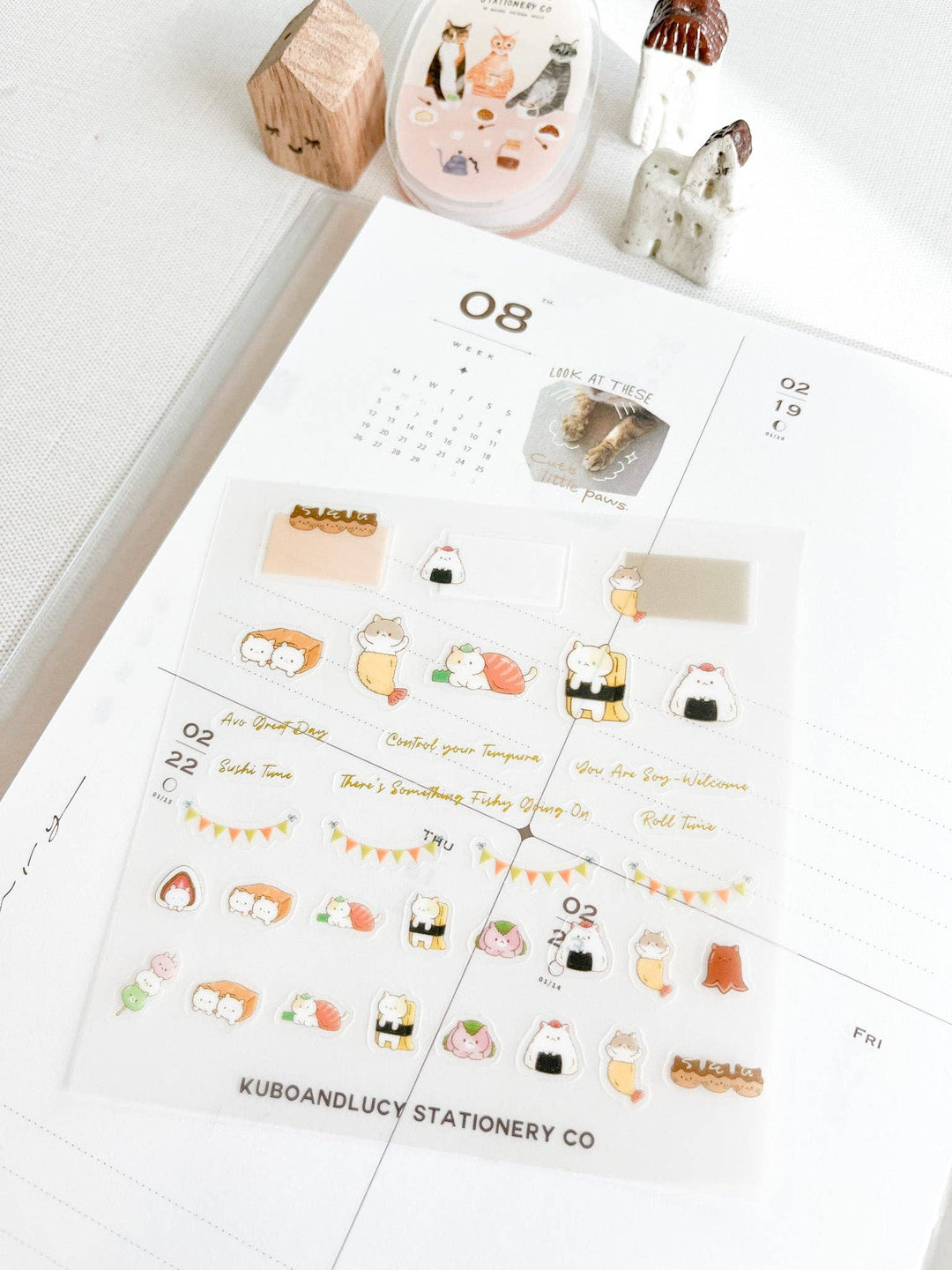 Kuboandlucy Stationery Co | Cookie Cat Clear Sticker Sheet