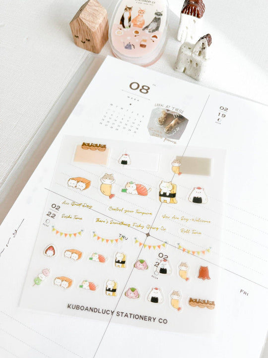 Kuboandlucy Stationery Co | Cookie Cat Clear Sticker Sheet