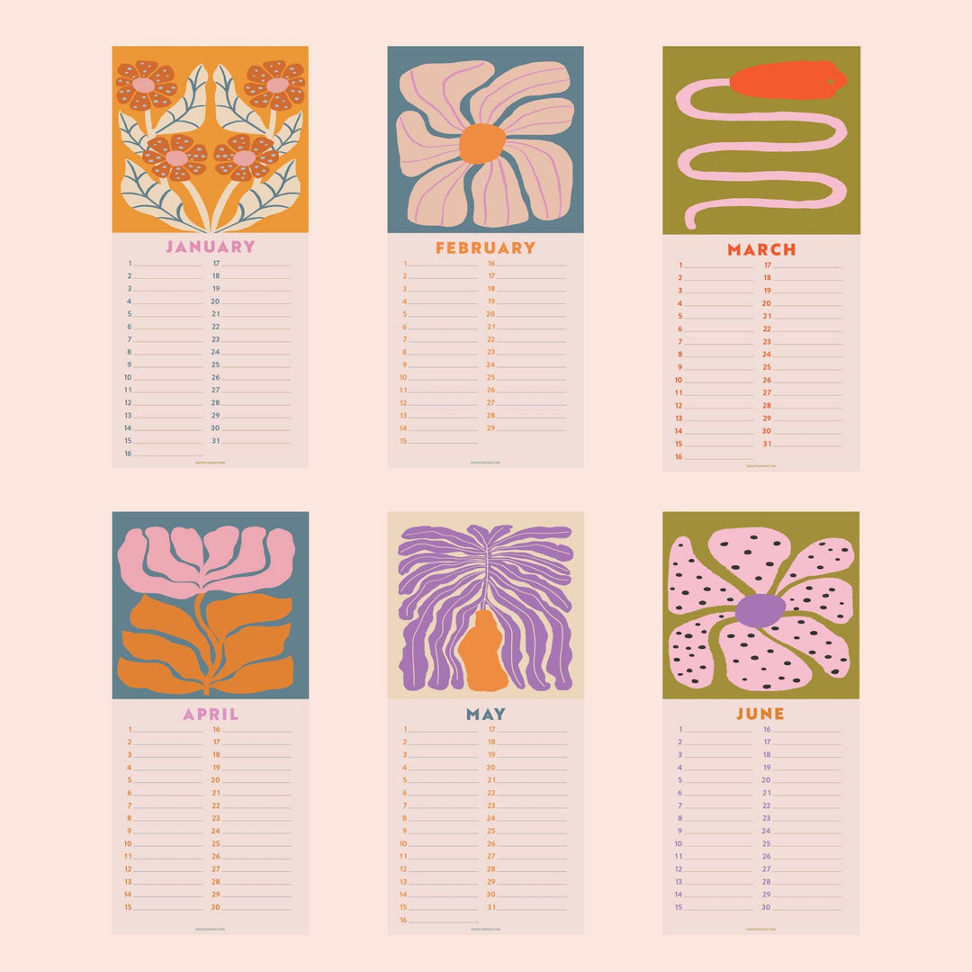 Undated Birthday Calendar | Les Fleurs