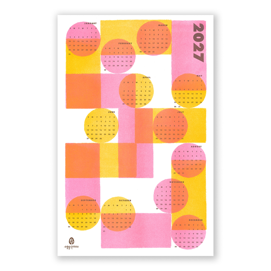 Egg Press Manufacturing : Geometric 2027 Calendar Illustrated Risograph Print