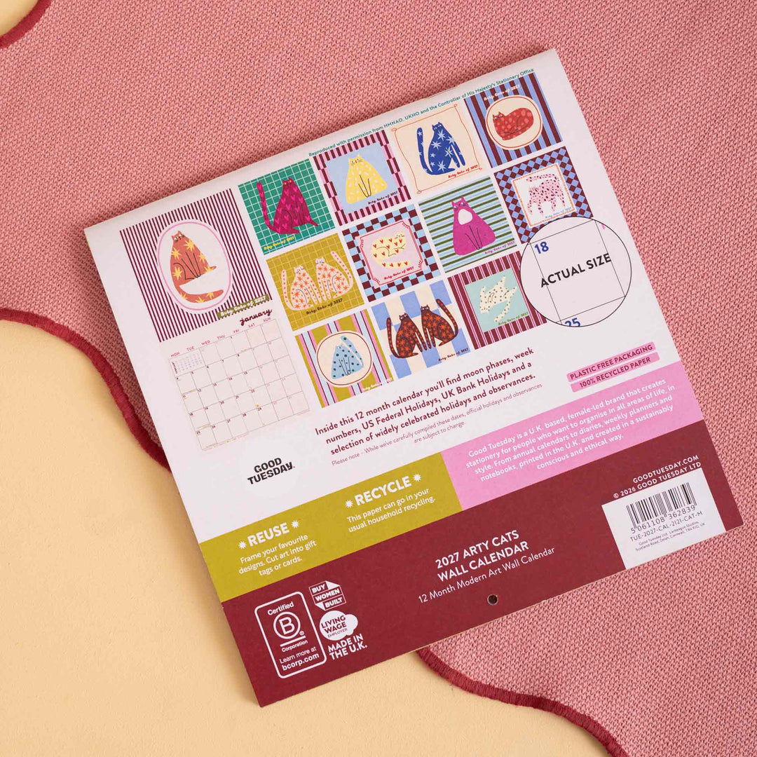 2027 Compact Wall Calendar | Arty Cats