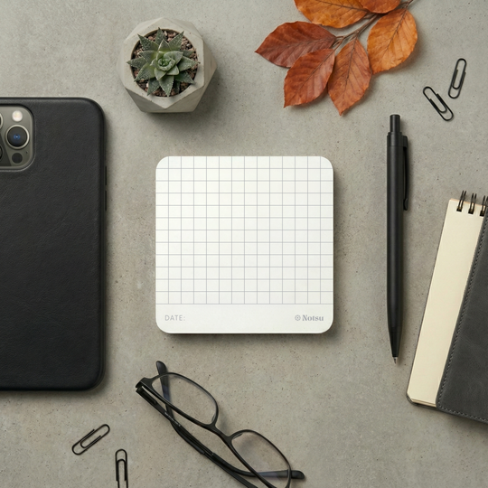 Notsu : Sticky Notes 4pk : White Graph Grid