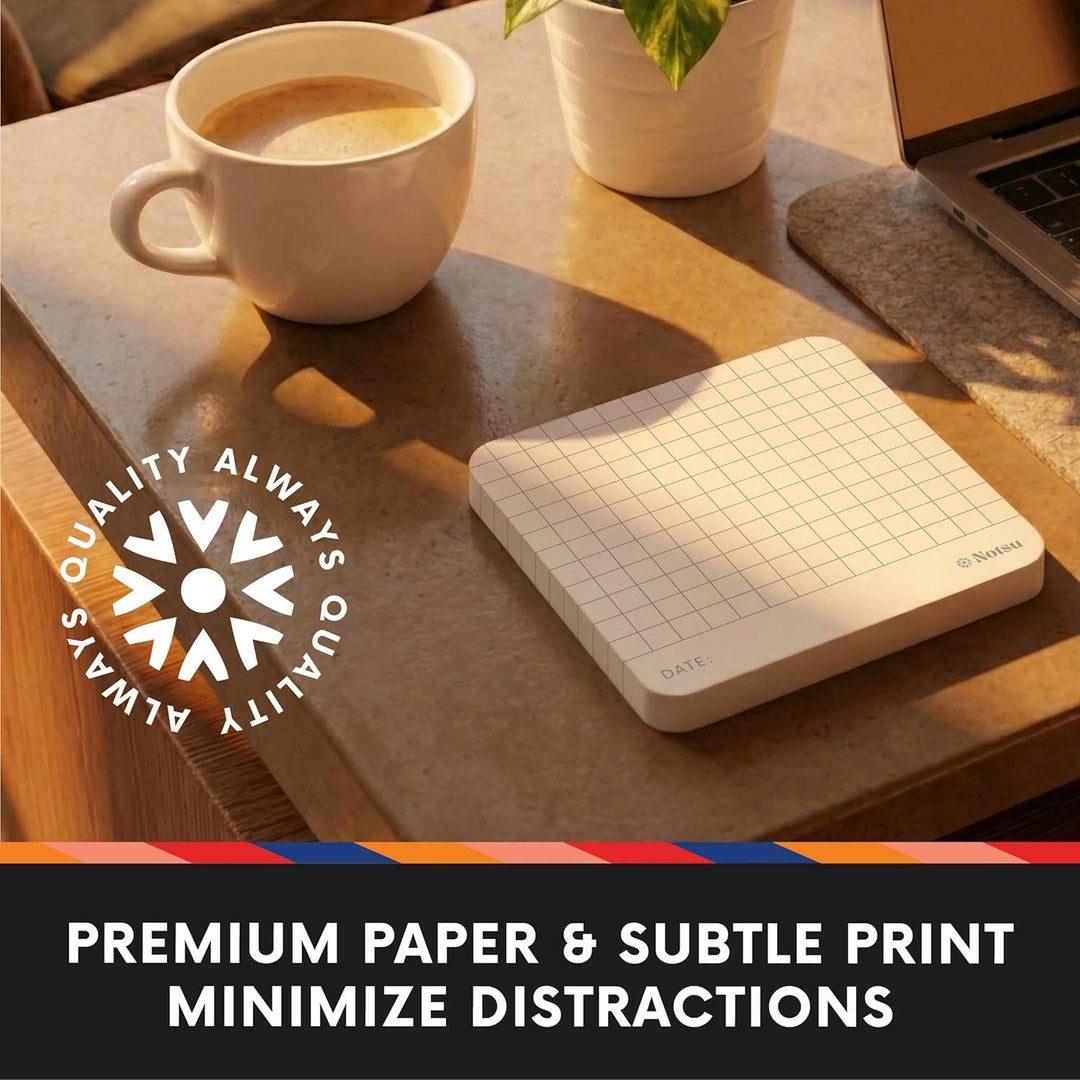 Notsu : Sticky Notes 4pk : White Graph Grid